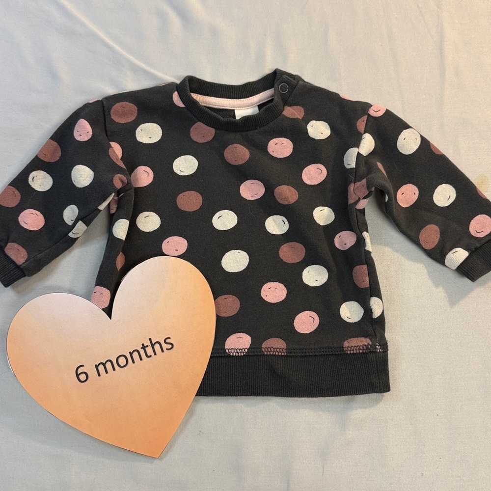 H&M Black and Pink Polka Dot Hoodie Sweatshirt
